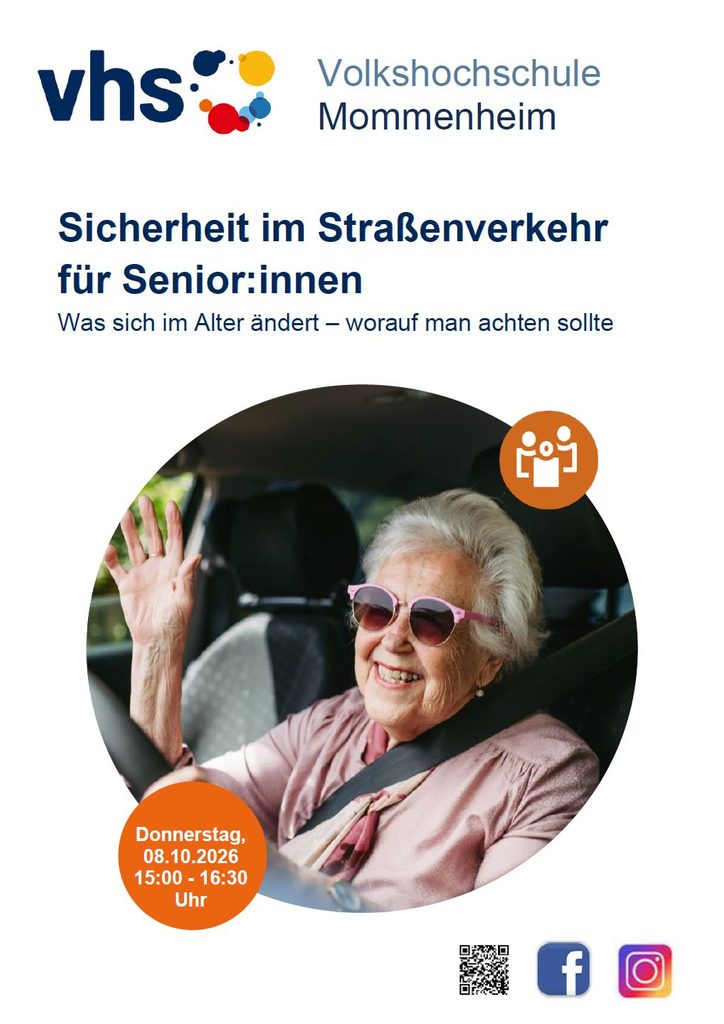 Anmeldung zur Veranstaltung Sicherheit im Straßenverkehr für Senior:innen am Donnerstag, 18.10.2026, 15:00 - 16:30 Uhr im Gemeinderaum, Rathaus Mommenheim